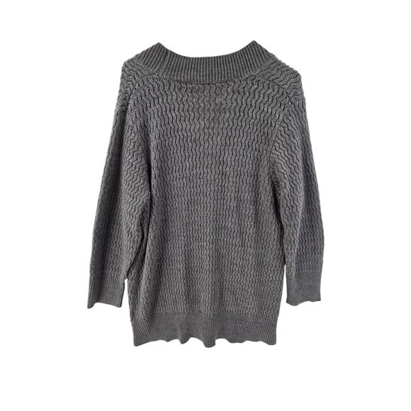 Avenue Needle Works Women's Long Sleeve V-Neck Sweater Gray Size 22/24 - Picture 4 of 6